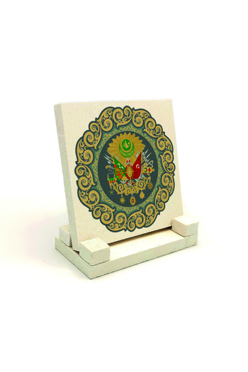 Sadrazam Ottoman Coat of Arms Printed Natural Stone Desktop 10x10 Krt-84