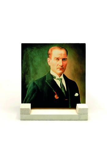 Sadrazam Ataturk Printed Natural Stone Desktop 10x10 Krt-101