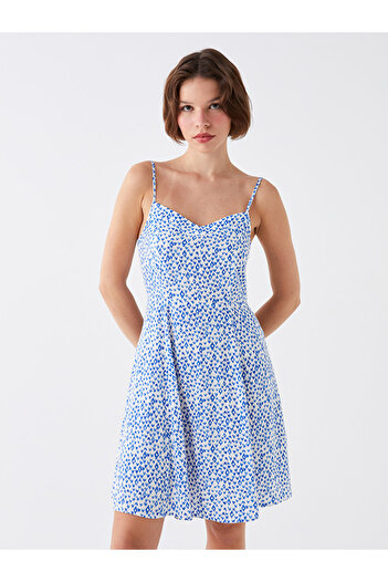 LC Waikiki Patterned Heart Collar Strap Women's Dress