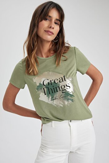 DeFacto Regular Fit Crew Neck Printed Short Sleeve T-Shirt Z9067az23sp