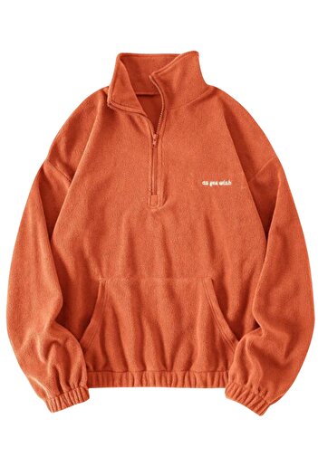 GHASSY CO. Ghassy Co. Women's Kangaroo Pocket Zippered Fleece Sweatshirt