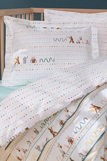 Yataş Mini Nutta Baby Ranforce 100% Cotton Duvet Cover Set - Sage