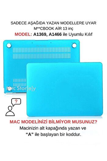 Mcstorey Macbook Air Kılıf 13inç Mat Buzlu Flu (ESKİ USB'Lİ MODEL 2010-2017) A1369 A1466 Ile Uyumlu
