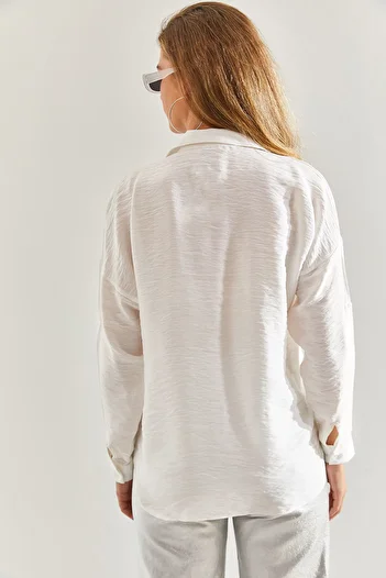 Bianco Lucci Cămașă Ayrobin din in, cu două buzunar, brodate cu piatră60171043
