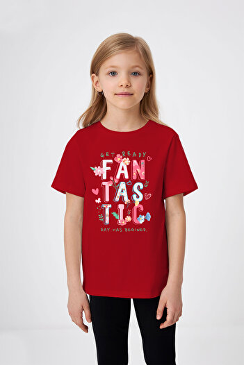 ADABEBEK Fantastic Written Heart and Flower Printed Girl's T-Shirt