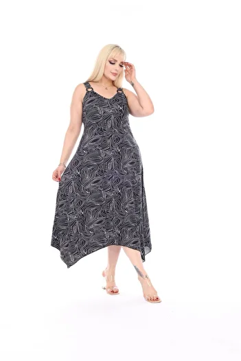 mezura tekstil Summer Strap Combed Cotton Asymmetrical Cut skirt Large Size Dress