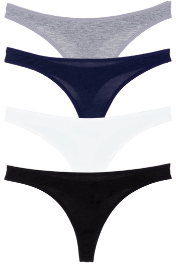 BSM High Quality Cotton Women's Thong Panties 4-Piece Assortment Strech