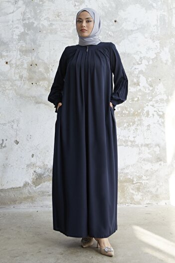 InStyle Πλισέ λεπτομέρεια Gathered Ferace - Navy Blue