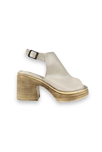 bescobel Women's Pohma Beige Heeled Summer Shoes 10 Cm Heel (375)