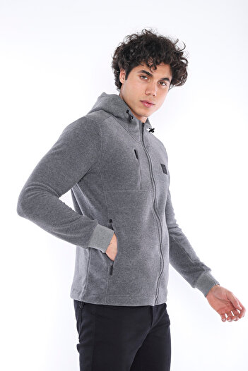 Escetic G3 Melanj Erkek Slimfit Kalın 3 Cepli Kapüşonlu Spor Polar 6703