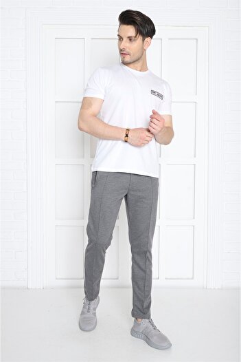 Escetic G3 Melanj Erkek Pantolon Görünümlü 4 Cepli Fermuarlı Slimfit Spor Eşofman Altı B1216