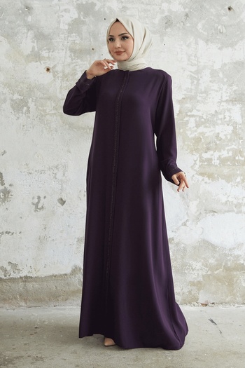 InStyle Boydan Stone Detailed Ferace - Plum