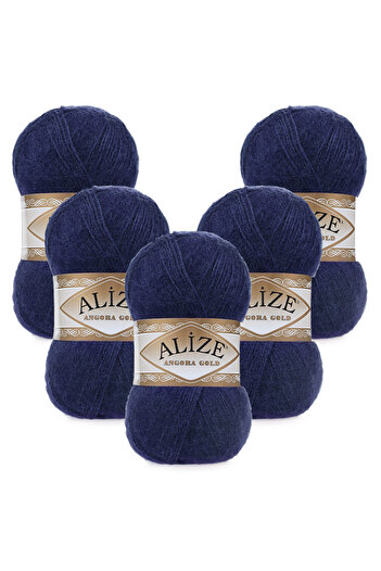 Alize Angora Gold 5-Piece 058 Navy Blue Hand Knitting Yarn