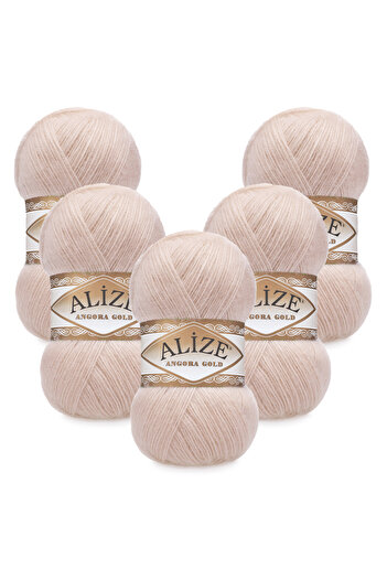 Alize Angora Gold 5-Piece 404 Powder Pink Hand Knitting Yarn