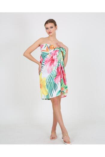 Tight Lady High Quality Digital Print Mixed Pattern Beach Pareo Non-Showing Glossy Fabric - 95cm*145cm