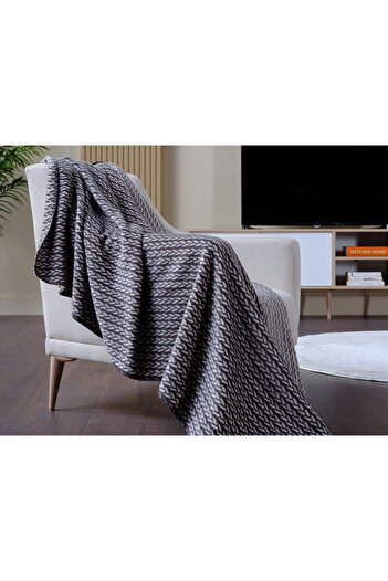 Doqu Home Braid Tv Battaniyesi - Antrasit