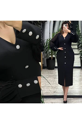 MODAMOR Slit Midi Dress - Plus Size