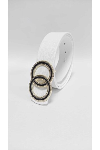 Kemerix Gold Buckle Reversible Enamel Coated Women's Belt