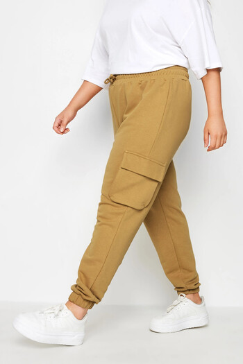 Stil Diva Large Size Cargo Jogger Pants with Elastic Legs and Pocket Detail302772