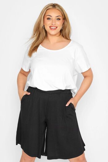 Stil Diva Large Size Elastic Waist Pocket Short Cut Loose Leg Shorts144215