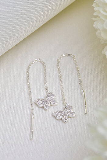 Elika Silver Kadın Sallantılı Kelebek Model 925 Ayar Gümüş Küpe