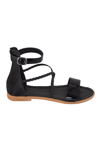 Moosefield Genuine Leather Black Women's Sandals
