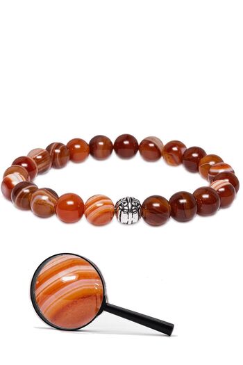 DOĞAL TAŞ CENNETİ Certified Karnelyan Karneol Bracelet with Silver Apparatus - Agate Stone Detail