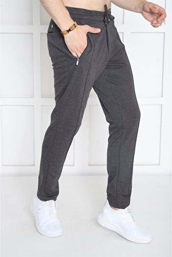 Escetic Antresit Erkek Pantolon Görünümlü 4 Cepli Fermuarlı Slimfit Spor Eşofman Altı B1216