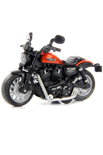 Toyaş Pull Drop1:14 Die-Cast Clasic Motorcycle Gift Chopper Motor Orange Toy Motorcycle