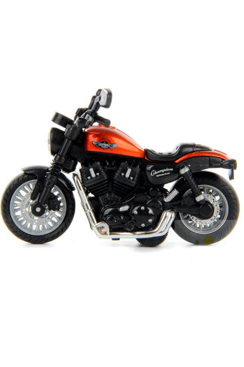 Toyaş Pull Drop1:14 Die-Cast Clasic Motorcycle Gift Chopper Motor Orange Toy Motorcycle