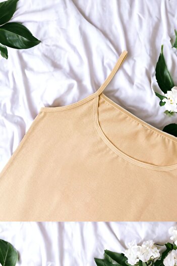 Ceylanoğlu Women's 100% Cotton Ribbed Satin Rope Strap Tank Top