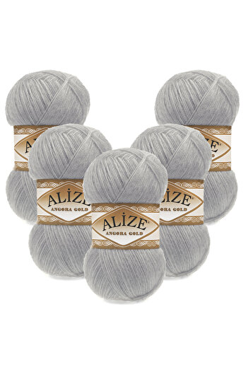 Alize Angora Gold 5-Piece 021 Gray Hand Knitting Yarn