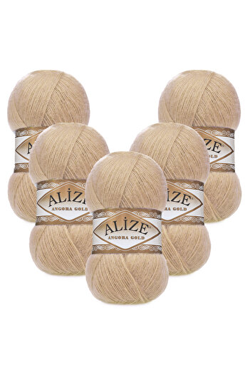 Alize Angora Gold 5-Piece 095 Honey Color Hand Knitting Yarn