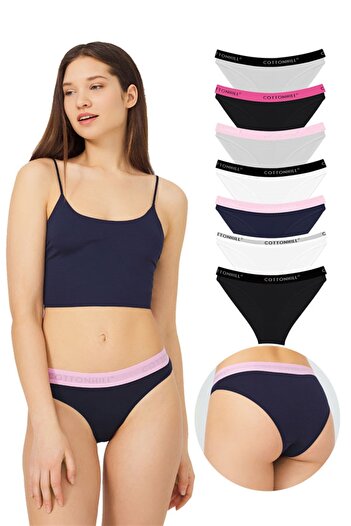 Cottonhill Pachet de 7 - Chiloți de bikini de bază din bumbac pentru femei