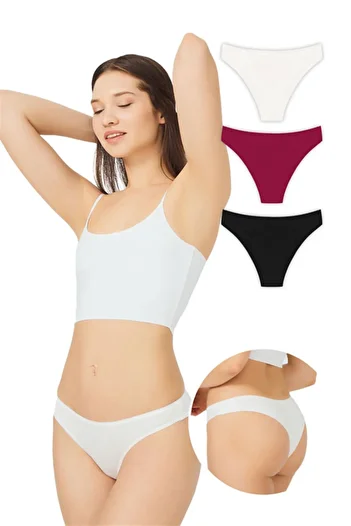 Cottonhill Cotton Basic Women's Brazilian Panties 3 Pack - 1