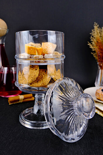 Digithome Footed 2-Tier Glass Presentation Holder Cookie and Sugar Bowl 27 Cm Pattern 2 – KU.DMA.002 C1-1-288