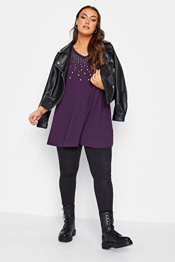 Stil Diva Plus Size V-Neck Half Sleeve Gathered Front Embroidery Detailed Blouse192760