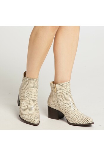 Faina Leder Stiefelette v Snake-Optik