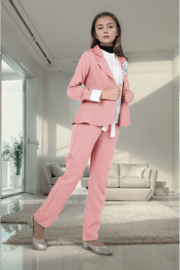 Jannock Girl's Suit Blazer Jacket-Blouse-Pants Set of 3