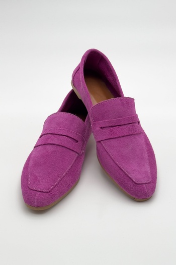 Shoebutik Bien Fuchsia Genuine Leather Women's Loafers