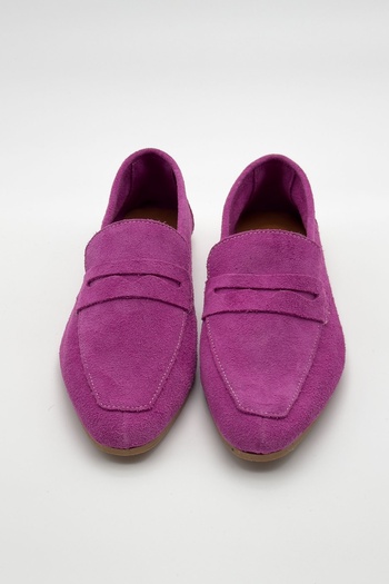 Shoebutik Bien Fuchsia Genuine Leather Women's Loafers