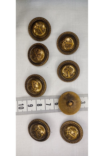 Tuhafiş 8 Pieces Copper Color Anchor Pattern Jacket Coat Cardigan Button 2.5 Cm.