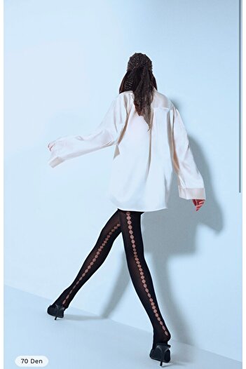 Penti Women's Black Patterned Pantyhose
