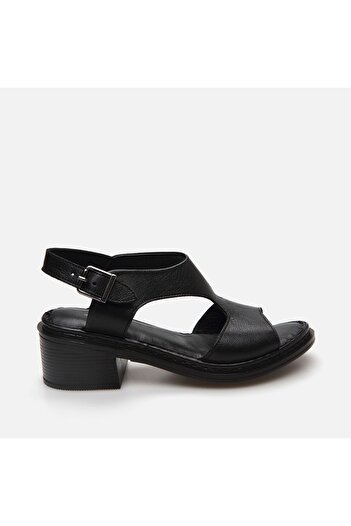 Hotiç Genuine Leather Black Women's Flat Sandals