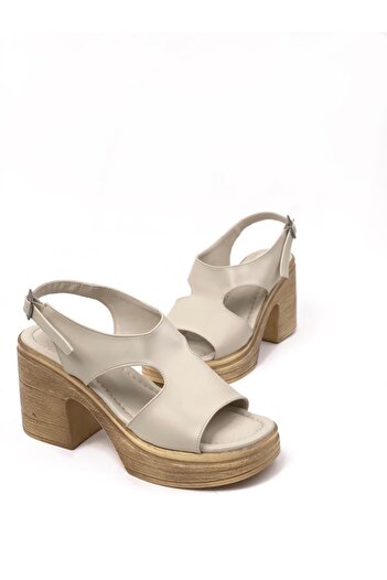 bescobel Women's Lender Beige High Heel Orthopedic Sole Sandals