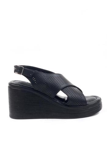 bescobel Women's Black Vender High Heel Platform Orthopedic Sole Sandals