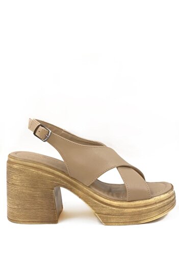 bescobel Women's Sencer Nut Orthopedic Sole High Heel Platform Sandals