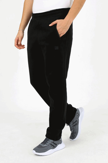 Escetic Black Men's Casual Fit 3 Thread Fleece Inside Winter Thick Sports Sweatpants B1294