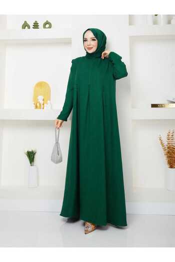 asyadabutik Buttoned Large Size Linen Hijab Hijab Dress