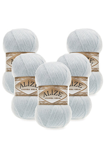 Alize Angora Gold 5-Piece 514 Baby Blue Hand Knitting Yarn